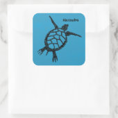 Seaturtle Woodcut Quadratischer Aufkleber (Tasche)