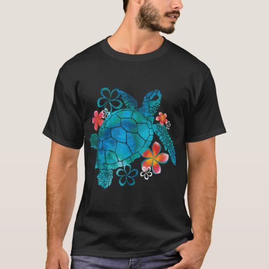 Seaurtle with Flowers girl T-Shirt (Vorderseite)