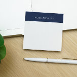 Seavy Colorblock Border | PERSONALISIERT Post-it Klebezettel<br><div class="desc">Elegante quadratische Noten mit Ihrem Namen und/oder Firmennamen in klassisch weißer Schrift auf einem Farbblock in klassischem Marineblau für eine schicke und moderne Ergänzung zu Ihrem Schreibtisch,  Büro oder Zuhause.</div>