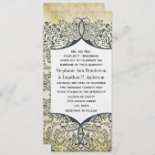 Seavy und Mustard Love Bird Paisley Pattern Weddin Einladung (Vorne/Hinten)