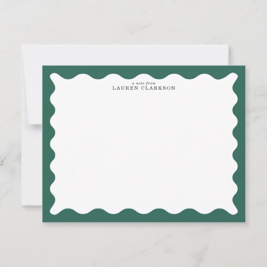 Seaweed Green Wavy Frame Note Card Einladung (Vorderseite)