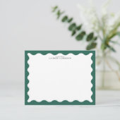 Seaweed Green Wavy Frame Note Card Einladung (Stehend Vorderseite)