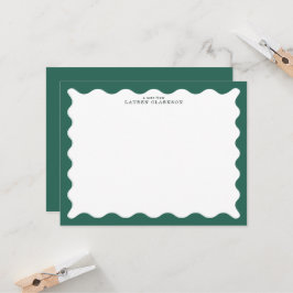 Seaweed Green Wavy Frame Note Card Einladung
