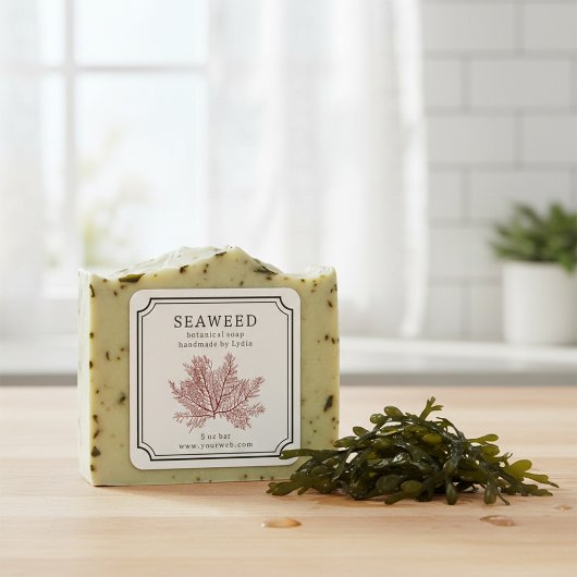 Seaweed Handmade Soap Label Quadratischer Aufkleber
