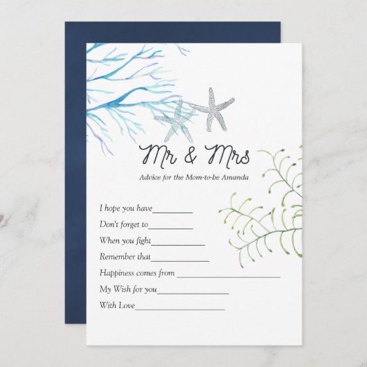 Seaweed Nautical Showspielberatungskarte Hinweiskarte (Vorne/Hinten)