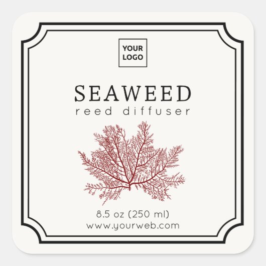 Seaweed Reed Diffuser Label Quadratischer Aufkleber (Vorderseite)