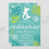Seaweed & Seashells Meerjungfrau Geburtstag Einladung (Vorne/Hinten)