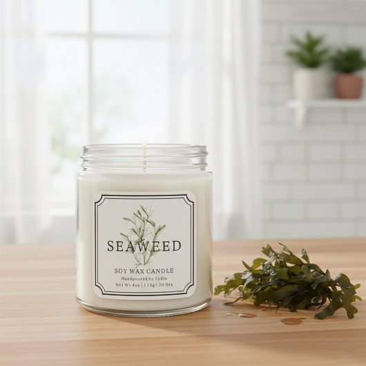Seaweed Soy Wax Candle Label Quadratischer Aufkleber