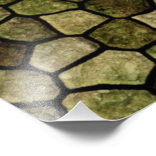 Seaweed und Juniper Cobbled Patchwork Terrazo Patt Fotodruck
