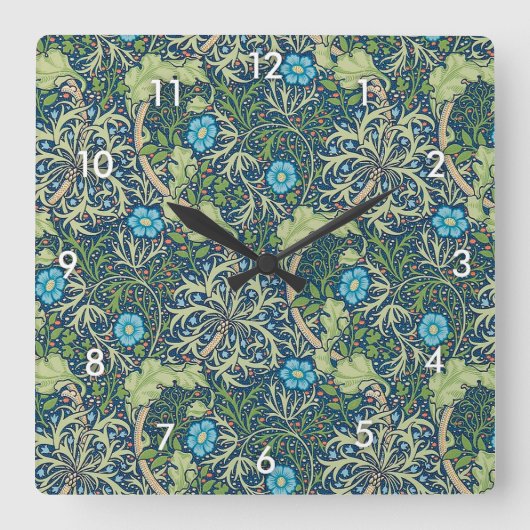 Seaweed, William Morris Quadratische Wanduhr (Vorderseite)