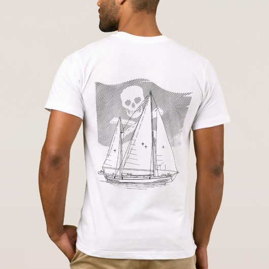 SeaWolf mit gedämpfter Piratenflagge T-Shirt (Rückseite)