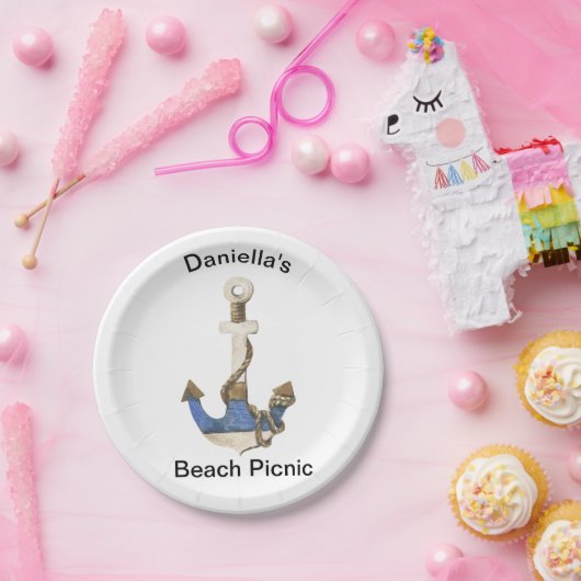 Seaworthy Anchor Beach Picnic Paper Plate Pappteller