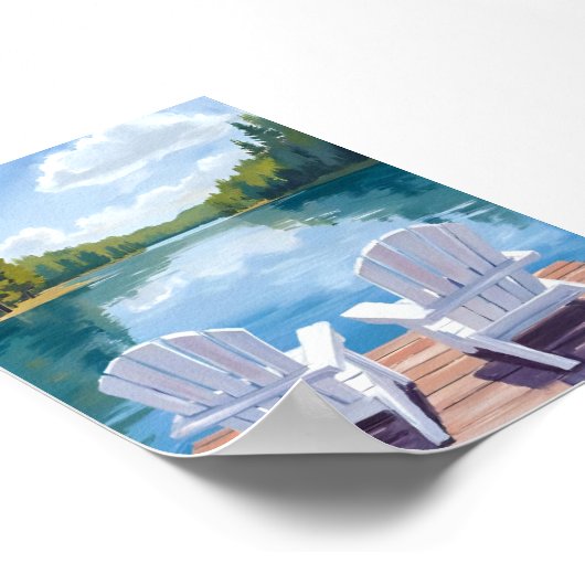 Sebago Lake Maine | Adirondack Stuhlmalerei Poster (Ecke)