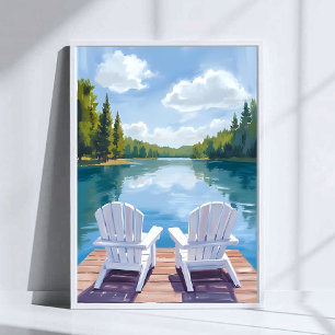 Sebago Lake Maine Adirondack Stuhlmalerei Poster