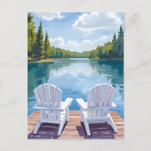 Sebago Lake Maine | Adirondack Stuhlmalerei Postkarte (Vorderseite)