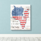 Sebago Lake Maine Karte Leinwand Art (Insitu (Holzboden))