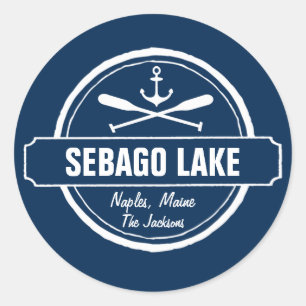 Sebago Lake Maine Personalisiert Town und Name Runder Aufkleber