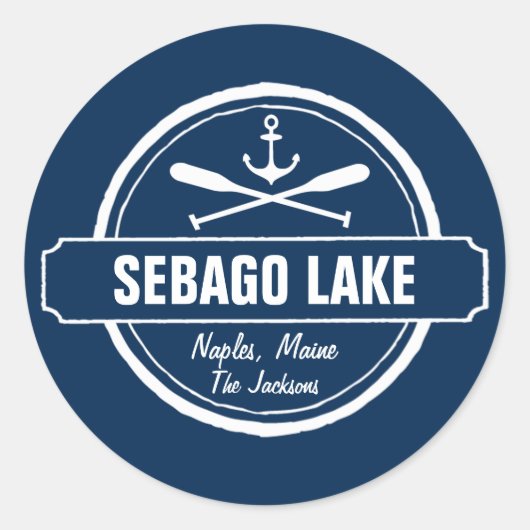 Sebago Lake Maine Personalisiert Town und Name Runder Aufkleber (Vorderseite)