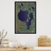 Sebago Lake Maine Satellitenplakat Karte Poster (Küche)
