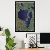 Sebago Lake Maine Satellitenplakat Karte Poster (Heimbüro)