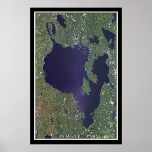 Sebago Lake Maine Satellitenplakat Karte Poster (Vorne)