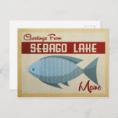 Sebago Seen Maine Fisch Vintage Reise Postkarte (Vorne/Hinten)