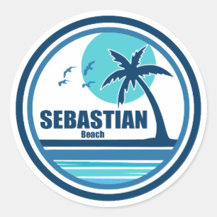 Sebastian Beach Fort Lauderdale Palm Tree Birds Runder Aufkleber