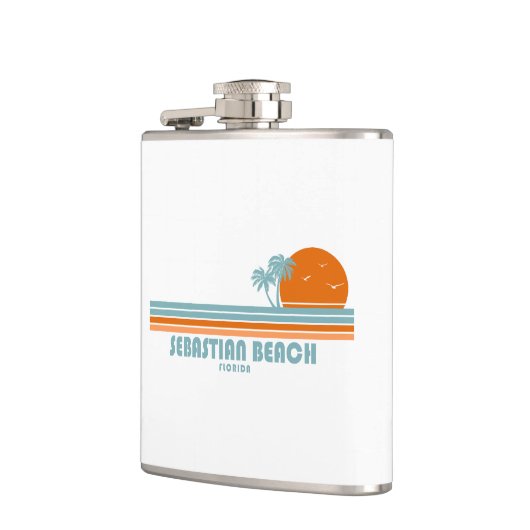 Sebastian Beach Fort Lauderdale Sun Palm Trees Flachmann (Links)