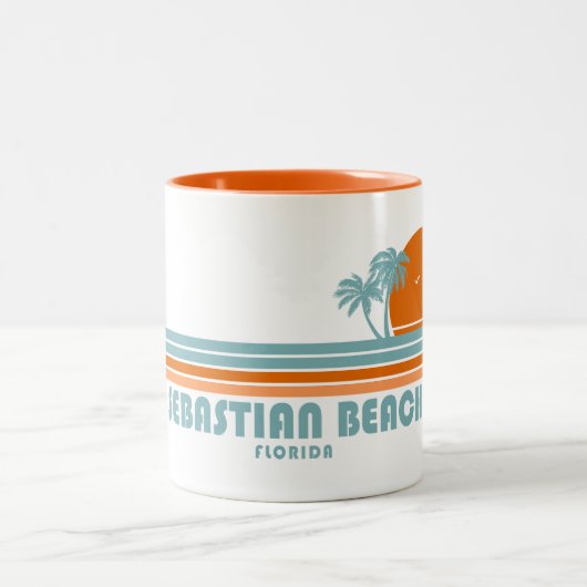 Sebastian Beach Fort Lauderdale Sun Palm Trees Zweifarbige Tasse (Mittel)