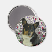 Sebastian, das walisische Corgi in Blume Magnet (Vorderseite/Rückseite)