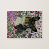 Sebastian der WaliserCorgi in den Blumen Puzzle (Horizontal)