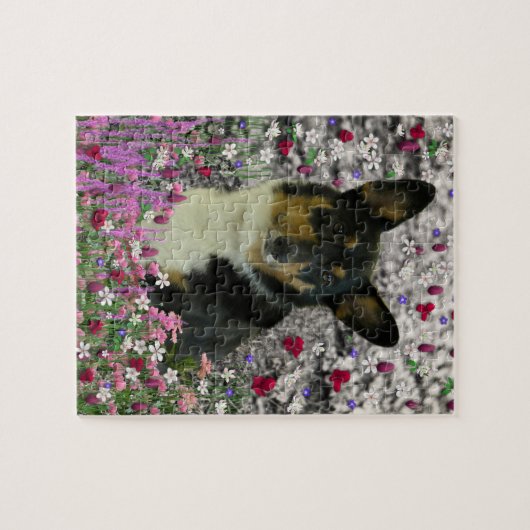 Sebastian der WaliserCorgi in den Blumen Puzzle (Horizontal)