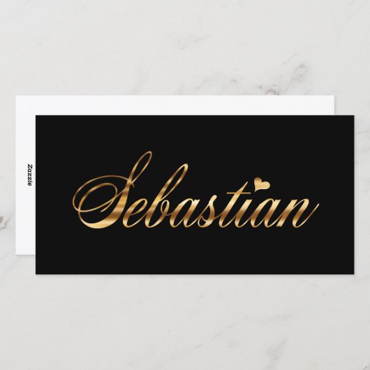 Sebastian gold Design Lettering Karte (Vorne/Hinten)