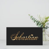 Sebastian gold Design Lettering Karte (Stehend Vorderseite)