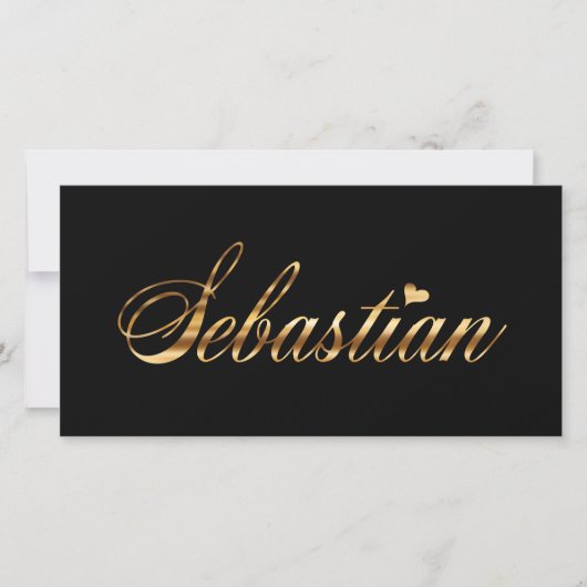 Sebastian gold Design Lettering Karte (Vorderseite)