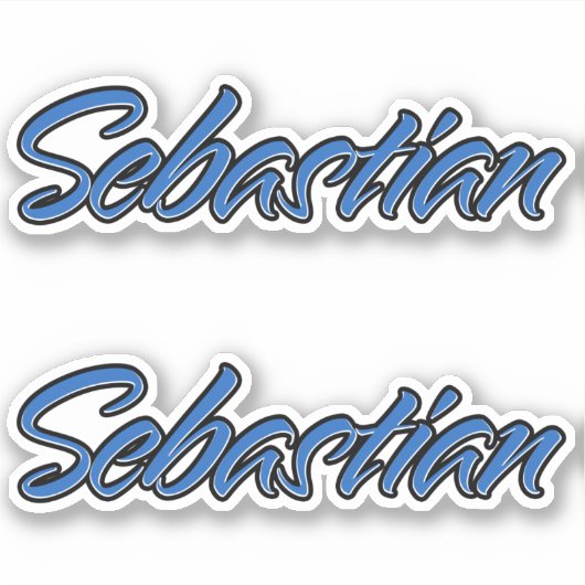 Sebastian Name blue Aufkleber Sticker Stickerset (Vorderseite)
