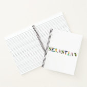 SÉBASTIAN Name Kunst mit Blume bestickt Notizblock (Innenseite)