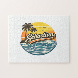 Sebastian Retro Sonnenuntergang Name Design Puzzle
