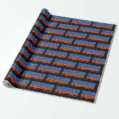 Sebastian Vorname Name Graffiti blue orange Geschenkpapier (Ungerollt)
