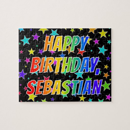 "SEBASTIAN" Vorname, Spaß "GLÜCKLICHER GEBURTSTAG" Puzzle (Horizontal)