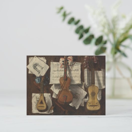 Sebastiano Lazzari Trompe - Geige und Musiknoten Postkarte (Stehend Vorderseite)