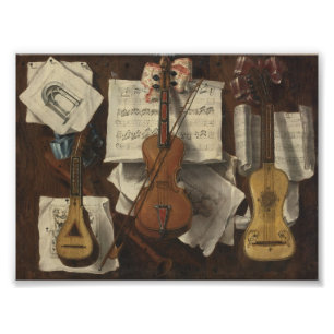 Sebastiano Lazzari Trompe - Violine und Noten Fotodruck