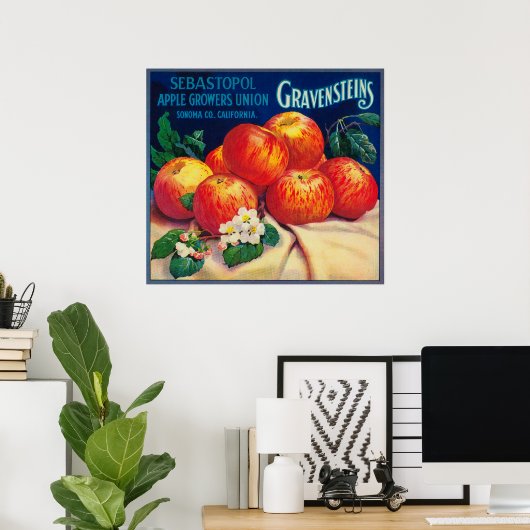 Sebastopol Gravensteins Apple LabelSonoma, CA Poster (Heimbüro)