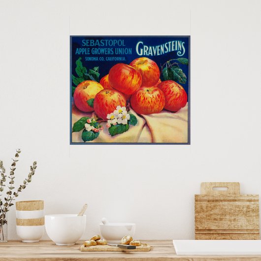 Sebastopol Gravensteins Apple LabelSonoma, CA Poster (Küche)