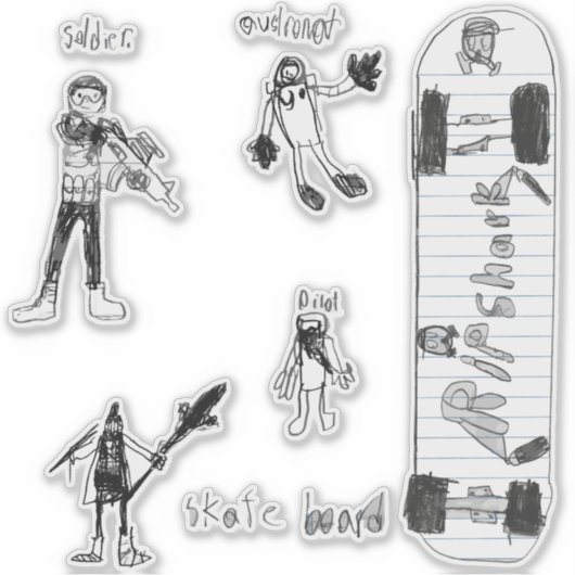 Sebis Bleistiftzeichnungen Aufkleber (Vorderseite)