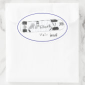 Sebis Skateboard Ovaler Aufkleber (Tasche)