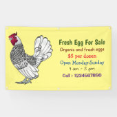 Sebright Hühner Cartoon Frischei-Schild zum Verkau Banner (Horizontal)