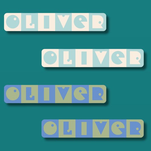 Sechs 6-Buchstaben-Jungen-Jungen-Rechtecker-Eisenp Etiketten