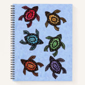 Sechs Abstrakte Schildkröten Farbige Muscheln Blau Notizblock (Vorderseite)