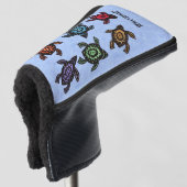 Sechs Abstrakte schwarze Schildkröten farbenfrohe Golf Headcover (3/4 Vorderseite)